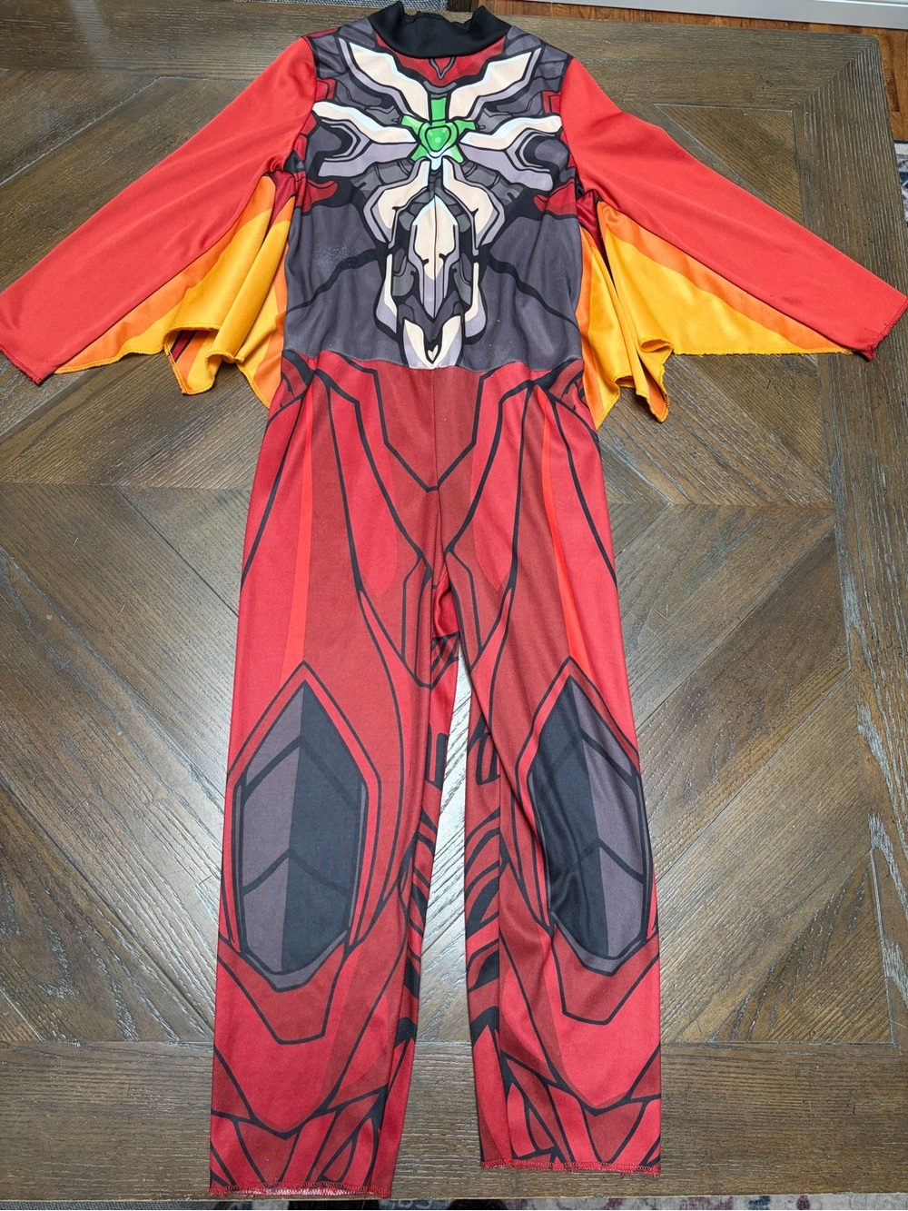 Kids Red Dragon Warrior Costume Jumpsuit Wings Black Orange Fantasy Halloween
